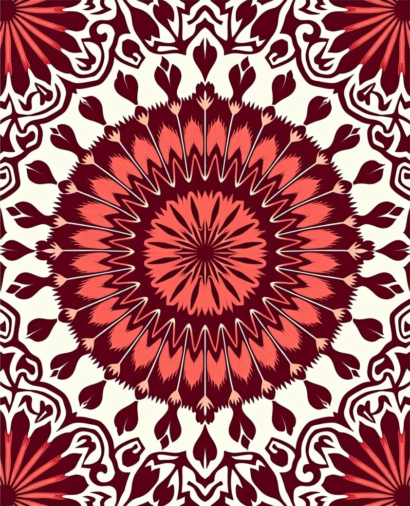 Ornate Floral Mandala Pattern Rug