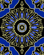 Radiant Blue Yellow Kaleidoscope Design Rug