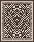 Classic Brown Cream Diamond Floral Rug