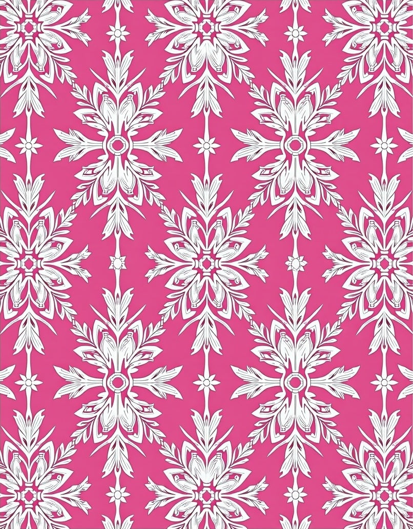 Fuchsia White Ornate Medallion Floral Rug