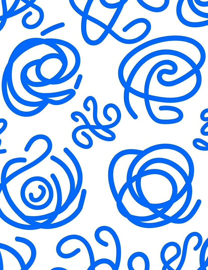 Abstract Blue Swirl Pattern Rug