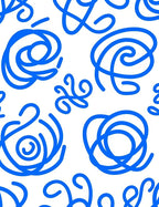 Abstract Blue Swirl Pattern Rug