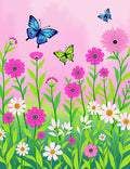 Whimsical Butterfly Floral Meadow Design Rug
