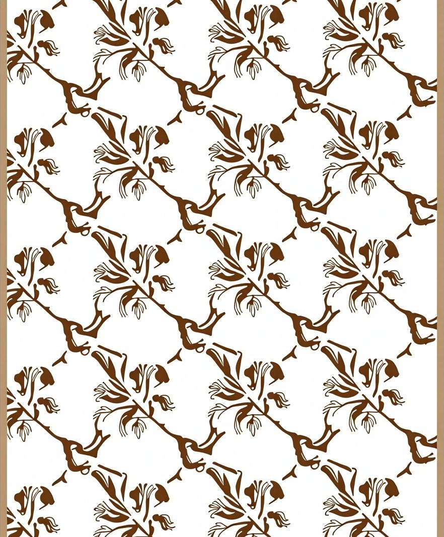 Brown Branch and Bud Pattern Rug