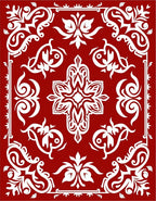 Regal White Floral Scroll Pattern Rug