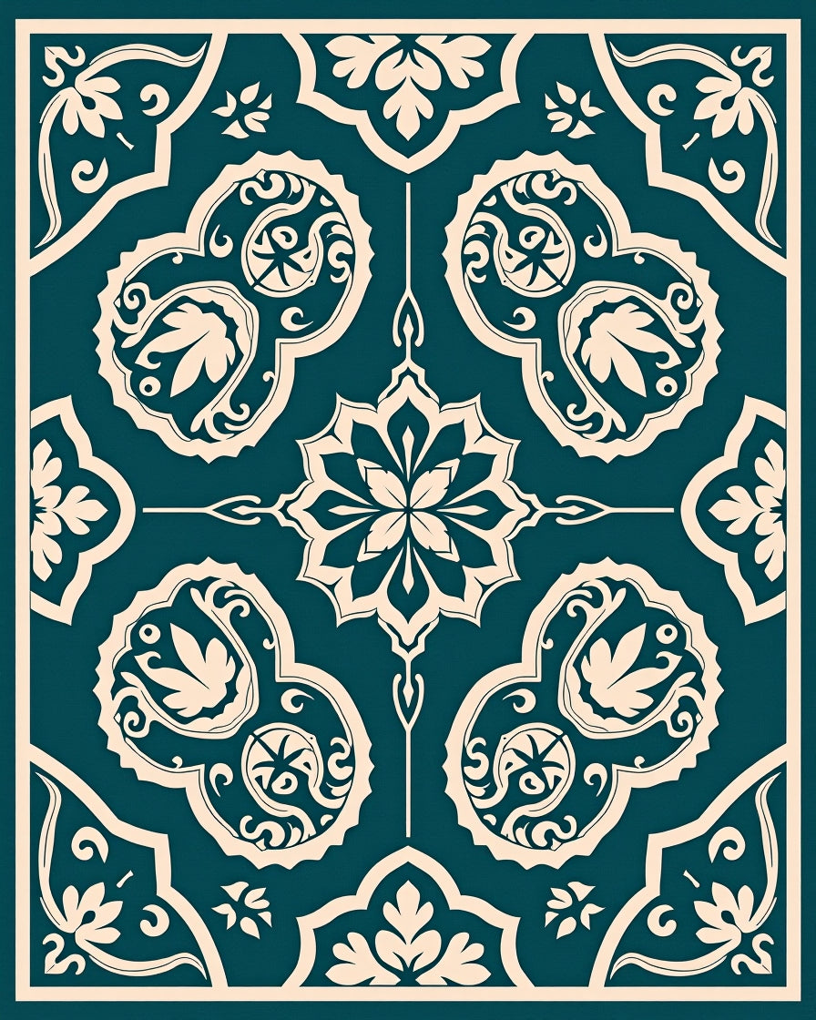 Intricate Floral Medallion Mandala Pattern Rug