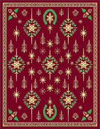 Crimson Star Tree Garland Medallion Rug