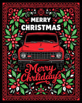 Red Truck Holly Christmas Garland Rug