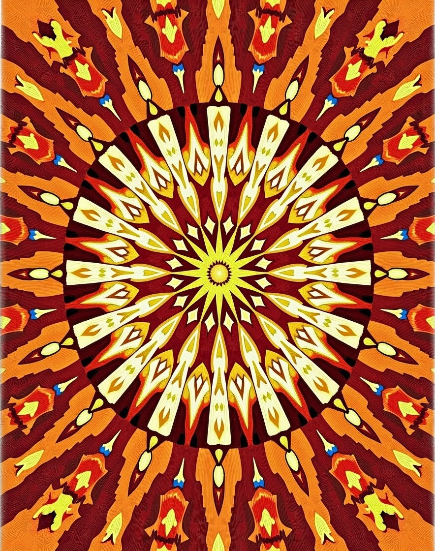 Radiant Sun Mandala Pattern Rug
