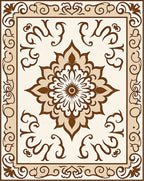 Brown Floral And Scrollwork Medallion Rug