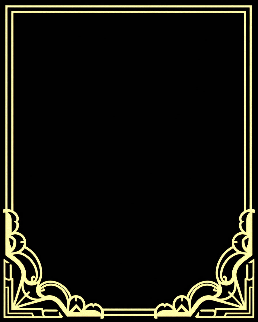 Ornate Gold Art Deco Border Design Rug