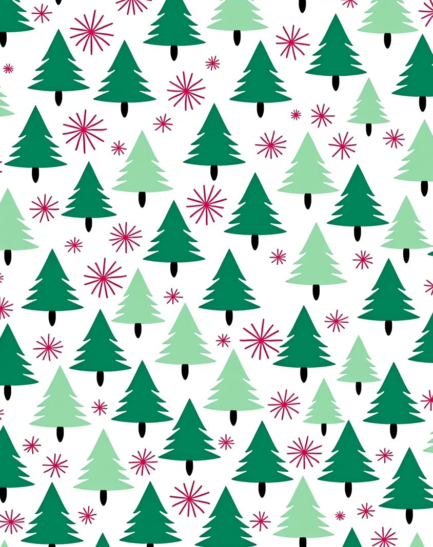 Festive Evergreen Forest Snowflake Rug