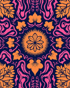 Vibrant Floral Swirls Pattern Rug