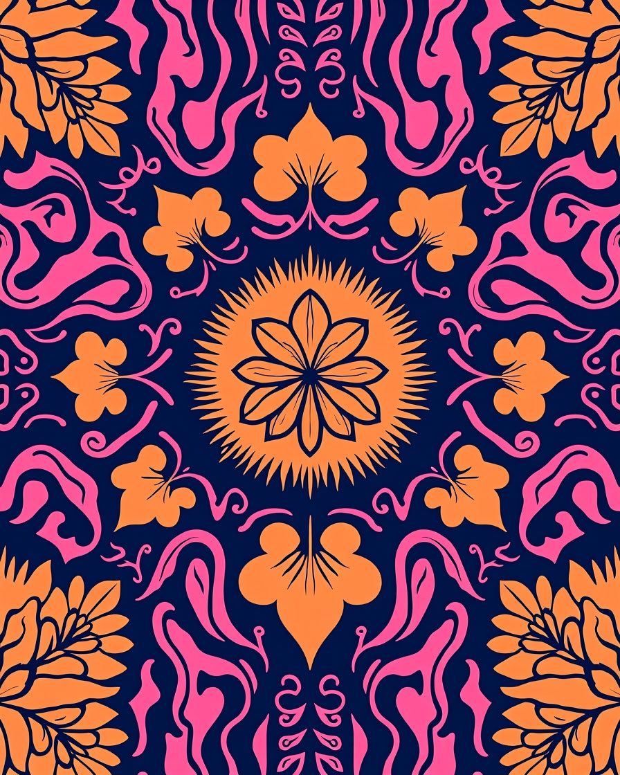Vibrant Floral Swirls Pattern Rug