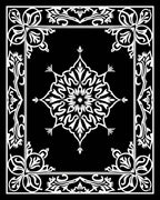 Ornate Floral Mandala Black White Rug
