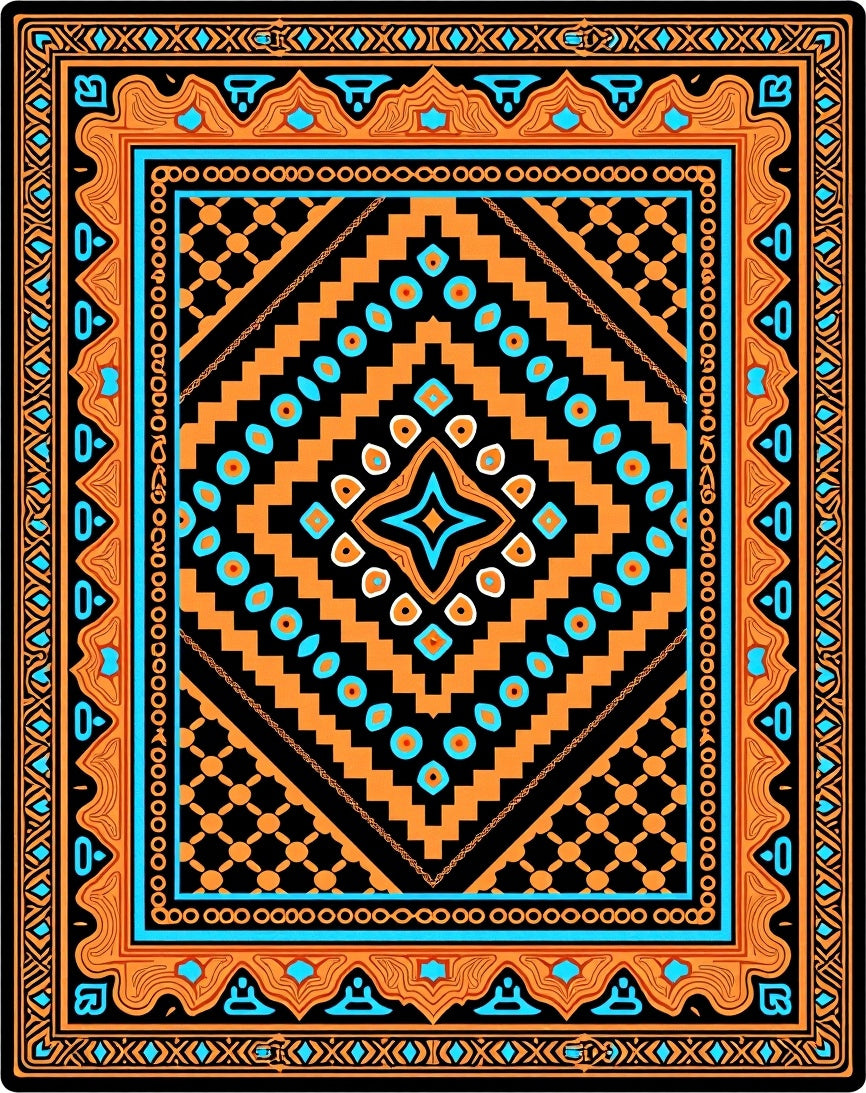 Bold Geometric Diamond With Tribal Accents Rug