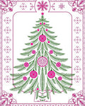 Festive Pink Green Christmas Tree Rug