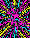 Vibrant Pink Cyan Yellow Swirl Pattern Rug