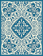Classic Blue Floral Symmetry Rug