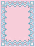 Soft Pink Blue Floral Border Rug
