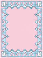 Soft Pink Blue Floral Border Rug