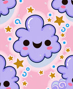 Kawaii Cloud and Star Pattern Rug