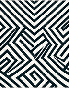 Modern Black White Geometric Maze Rug