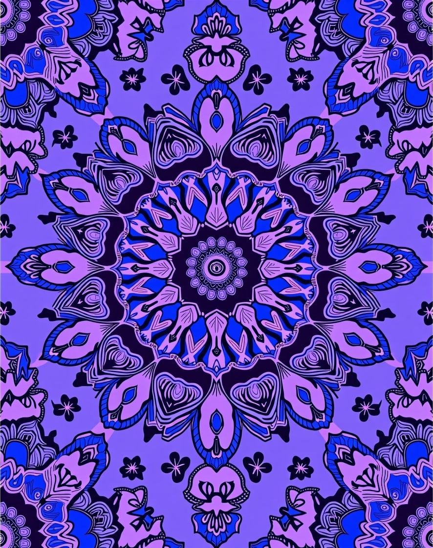 Intricate Mandala Patterned Violet Rug