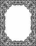 Ornate Black Swirl Border Design Rug