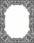 Ornate Black Swirl Border Design Rug
