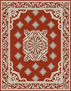 Ornate Red Cream Floral Medallion Rug