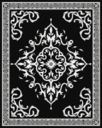 Black White Classical Scroll Pattern Rug