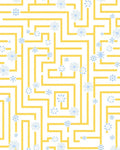 Yellow Maze with Blue Floral Accents Rug