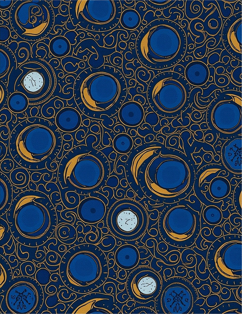 Ornate Midnight Celestial Circles Rug