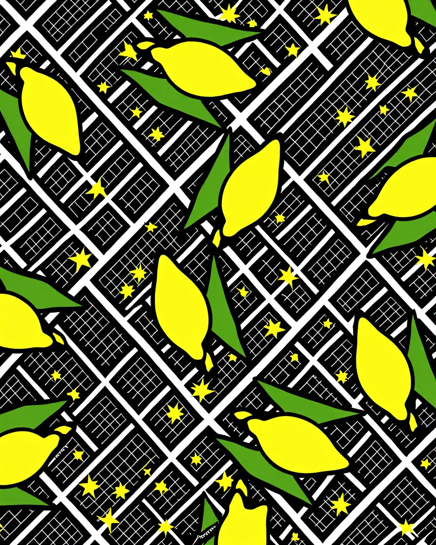 Yellow Lemon Star Print Rug