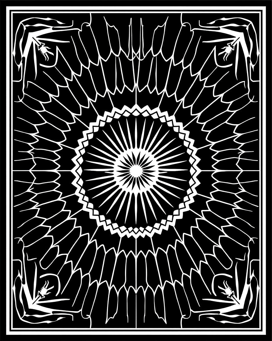 Spiderweb Centerpiece Black White Design Rug