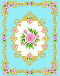 Ornate Floral Scrollwork Sky Pattern Rug