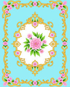 Ornate Floral Scrollwork Sky Pattern Rug