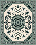 Elegant Floral Mandala Border Design Rug