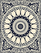 Classic Inverted Petal Radial Design Rug