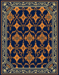Ornate Golden Floral Pattern Rug