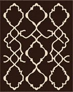 Brown Cream Arabesque Geometric Pattern Rug