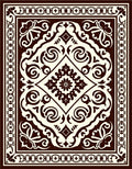Classic Dark Brown Floral Scroll Pattern Rug