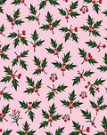 Pink Berry Leaf Pattern Rug