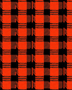 Bold Orange Black Plaid Pattern Rug