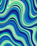 Abstract Wavy Blue Green Strands Rug