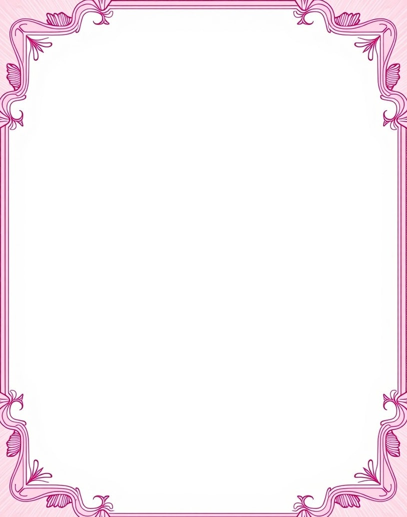 Ornate Pink Swirl Border Design Rug