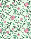 Pink Flower Vine Botanical Pattern Rug