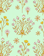 Delicate Gold Floral Swirls Rug
