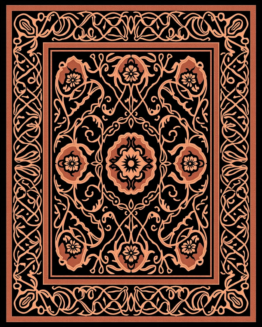 Elegant Floral Swirls Inlay Pattern Rug